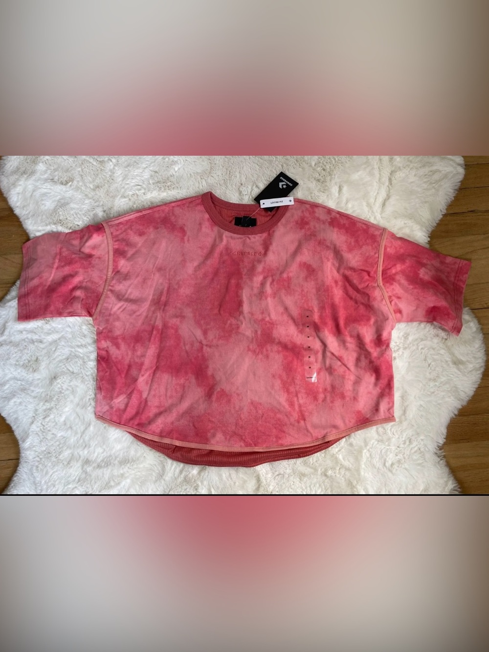 Converse Pink Tie-Dye Crew Tee NWT Loose Fit Medium